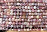 CCU1846 15 inches 4mm faceted cube plum blossom tourmaline beads