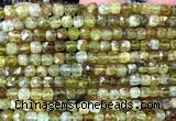 CCU1858 15 inches 4mm faceted cube green garnet gemstone beads