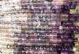 CCU1861 15 inches 4mm faceted cube rainbow fluorite beads