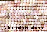 CCU1867 15 inches 4mm faceted cube pink opal gemstone beads