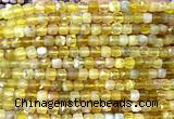 CCU1869 15 inches 4mm faceted cube yellow opal gemstone beads