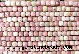 CCU1900 15 inches 4mm faceted cube pink wooden jasper beads