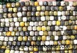 CCU1902 15 inches 4mm faceted cube honeybee jasper beads