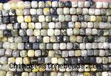 CCU1904 15 inches 4mm faceted cube eagle eye jasper beads