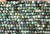 CCU1907 15 inches 4mm faceted cube African turquoise beads