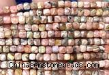 CCU1916 15 inches 4mm faceted cube rhodochrosite gemstone beads