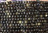 CCU1918 15 inches 4mm faceted cube golden obsidian beads