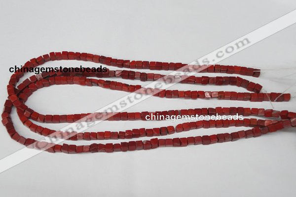 CCU21 15.5 inches 5*5mm cube red jasper beads wholesale