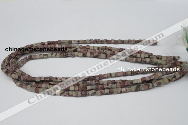 CCU24 15.5 inches 5*5mm cube red artistic jasper beads wholesale