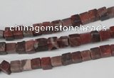 CCU25 15.5 inches 5*5mm cube red picture jasper beads wholesale