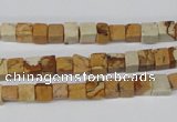 CCU29 15.5 inches 5*5mm cube picture jasper beads wholesale