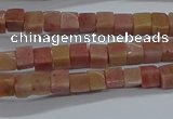 CCU308 15.5 inches 4*4mm cube pink wooden jasper beads wholesale