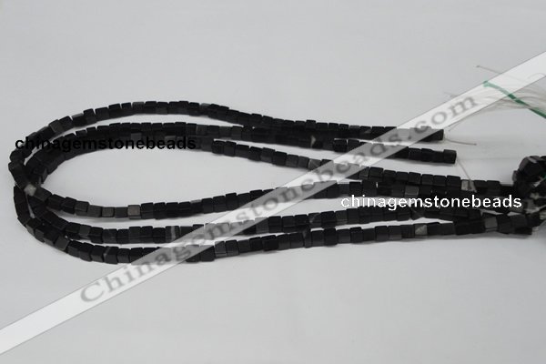 CCU31 15.5 inches 5*5mm cube black agate beads wholesale