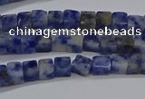 CCU313 15.5 inches 4*4mm cube blue spot stone beads wholesale