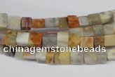 CCU33 15.5 inches 5*5mm cube bamboo leaf agate beads wholesale