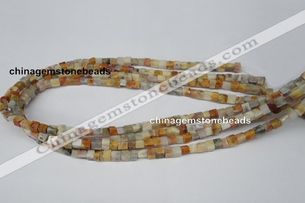 CCU33 15.5 inches 5*5mm cube bamboo leaf agate beads wholesale