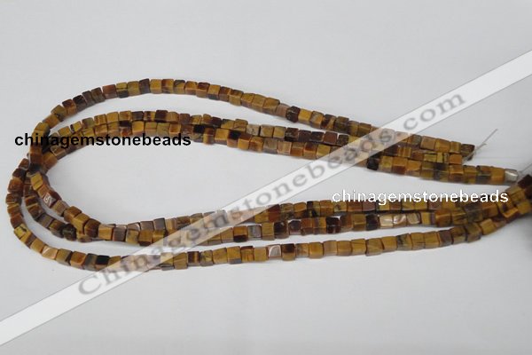CCU34 15.5 inches 5*5mm cube yellow tiger eye beads wholesale