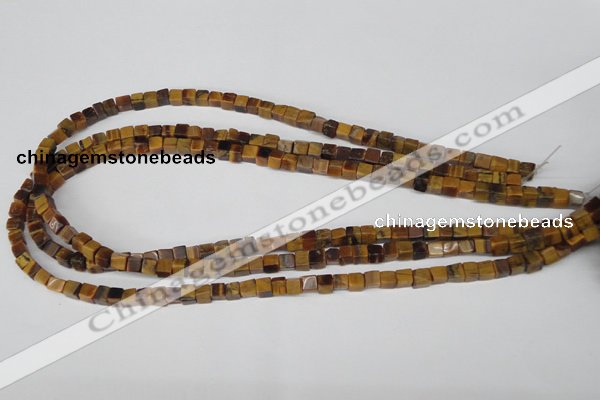 CCU34 15.5 inches 5*5mm cube yellow tiger eye beads wholesale