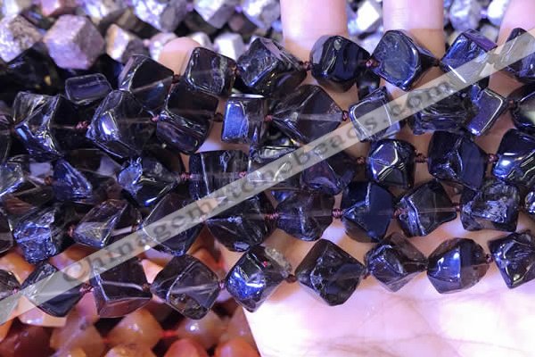 CCU401 15.5 inches 8*10mm - 14*16mm cube smoky quartz beads