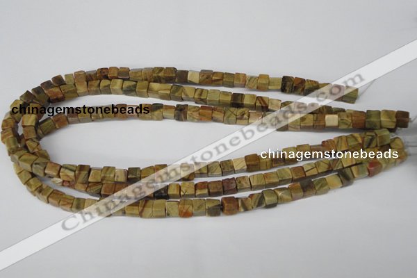 CCU41 15.5 inches 6*6mm cube picasso jasper beads wholesale