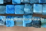 CCU453 15.5 inches 4*4mm cube blue crazy lace agate beads