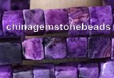 CCU454 15.5 inches 4*4mm cube purple crazy lace agate beads