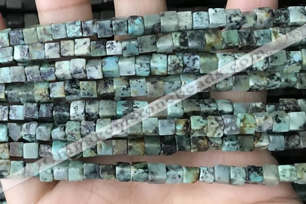 CCU461 15.5 inches 4*4mm cube African turquoise beads wholesale