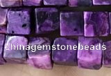 CCU484 15.5 inches 6*6mm cube purple crazy lace agate beads