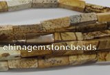 CCU507 15.5 inches 4*13mm cuboid picture jasper beads wholesale