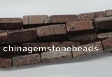 CCU508 15.5 inches 4*13mm cuboid red artistic jasper beads wholesale