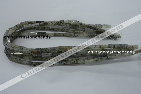 CCU514 15.5 inches 4*13mm cuboid moss quartz beads wholesale