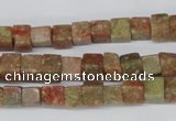 CCU52 15.5 inches 6*6mm cube New unakite beads wholesale