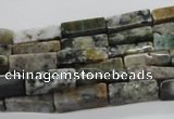 CCU521 15.5 inches 4*13mm cuboid moss agate beads wholesale