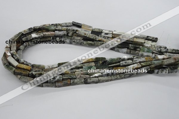 CCU521 15.5 inches 4*13mm cuboid moss agate beads wholesale