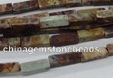 CCU522 15.5 inches 4*13mm cuboid green magic agate beads wholesale