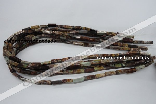 CCU522 15.5 inches 4*13mm cuboid green magic agate beads wholesale