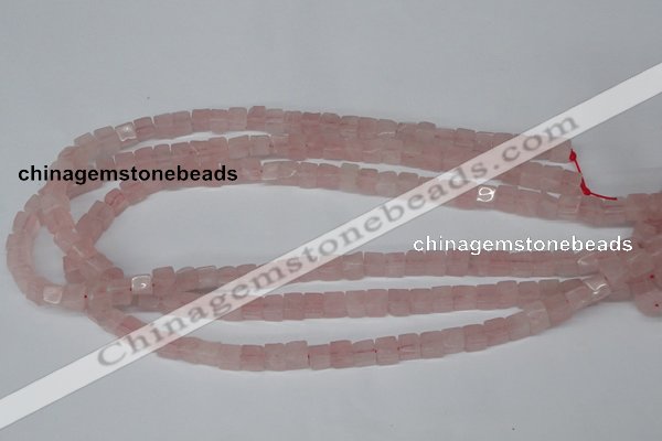 CCU56 15.5 inches 6*6mm cube rose quartz beads wholesale