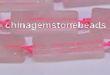 CCU603 15.5 inches 8*20mm - 10*30mm cuboid rose quartz beads