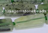 CCU606 15.5 inches 8*20mm - 10*30mm cuboid green rutilated quartz beads