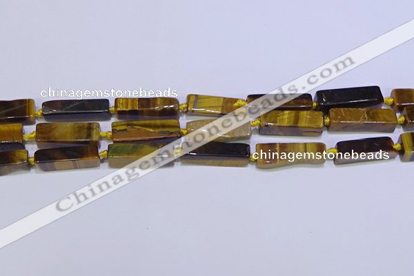 CCU618 15.5 inches 8*20mm - 10*30mm cuboid yellow tiger eye beads