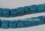 CCU62 15.5 inches 8*8mm cube turquoise beads wholesale