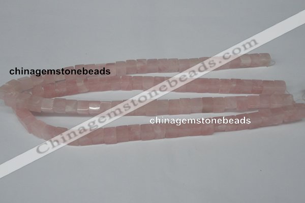 CCU63 15.5 inches 8*8mm cube rose quartz beads wholesale