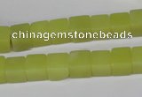 CCU64 15.5 inches 8*8mm cube olive jade beads wholesale