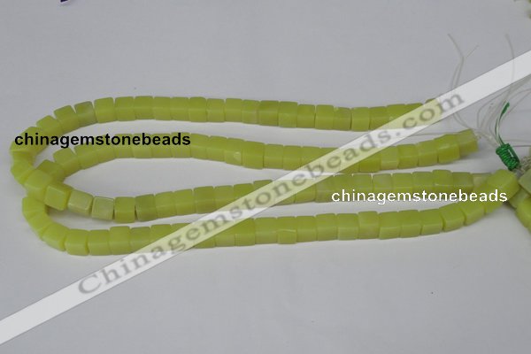 CCU64 15.5 inches 8*8mm cube olive jade beads wholesale