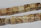 CCU65 15.5 inches 8*8mm cube picture jasper beads wholesale