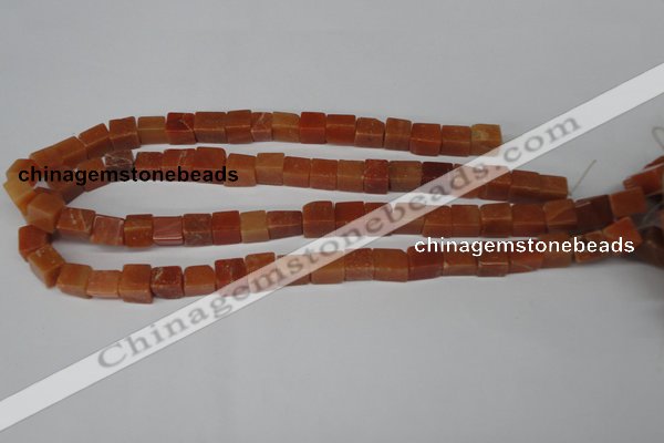 CCU68 15.5 inches 8*8mm cube red aventurine beads wholesale