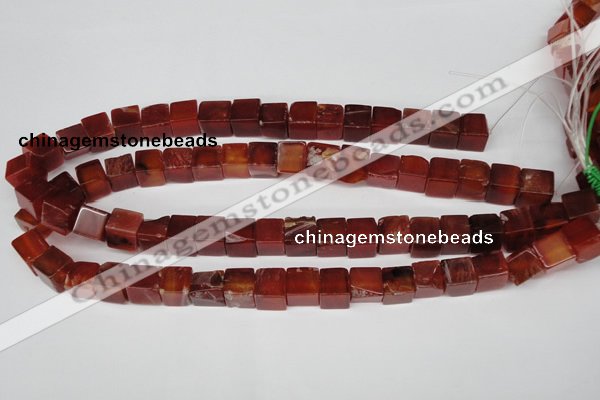 CCU70 15.5 inches 10*10mm cube red agate beads wholesale