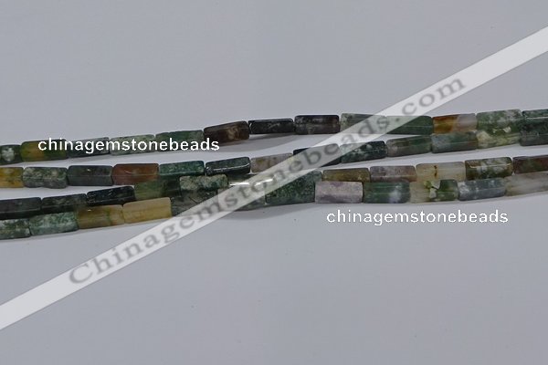 CCU713 15.5 inches 4*13mm cuboid moss agate beads wholesale