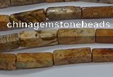 CCU738 15.5 inches 4*13mm cuboid picture jasper beads wholesale