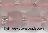 CCU753 15 inches 8*8mm faceted cube rose quartz beads